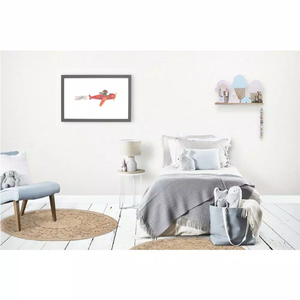 Petal Lane Home Watercolor Dog Airplane Magnetic Memo Board with Ebony Frame