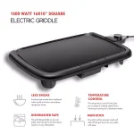 Boyel Living 1200W Electric Nonstick Griddle, Large 16x10 Inch Square Countertop Grill with Warming Function, Black thumbnail 2