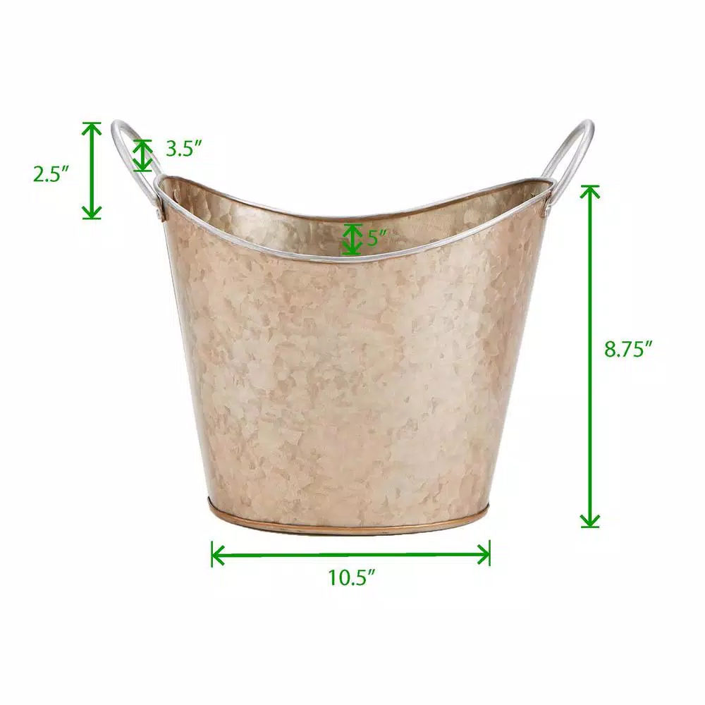 Mind Reader Copper Plated Galvanized Oval Beverage and Ice Bucket with Handles