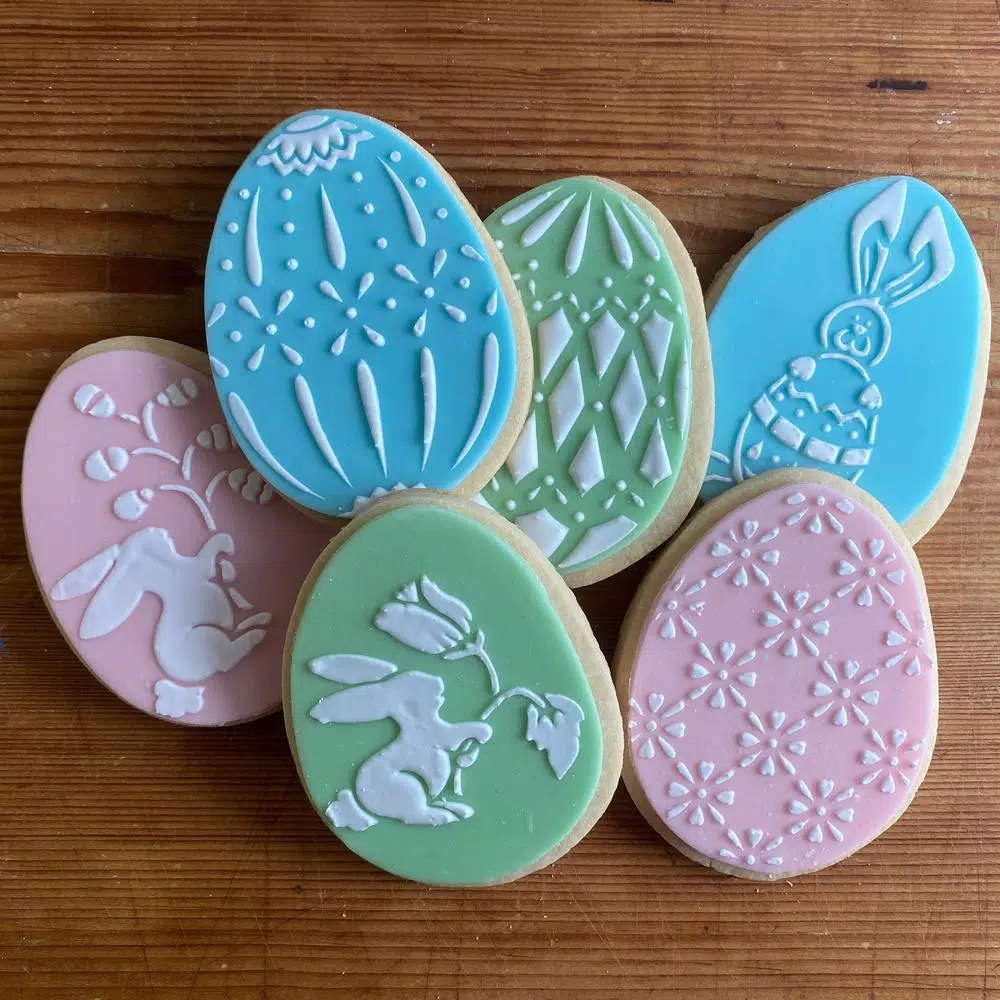 Designer Stencils Faberge Eggs and Easter Bunnies Cookie Stencil Bundle, 6-Pattern Set