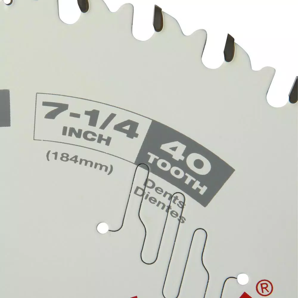 Milwaukee 7-1/4 in. 40-Tooth Fine Finish Circular Saw Blade