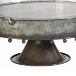 Benjara Gray Metal Pedestal Cake Stand with Glass Dome Cover thumbnail 6