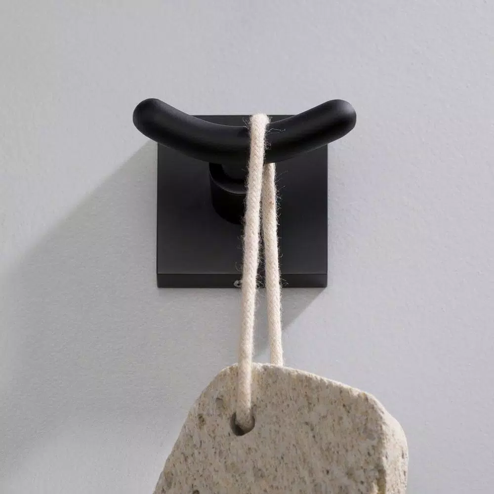 KRAUS Ventus Matte Black Double Hook Bathroom Robe and Towel Hook