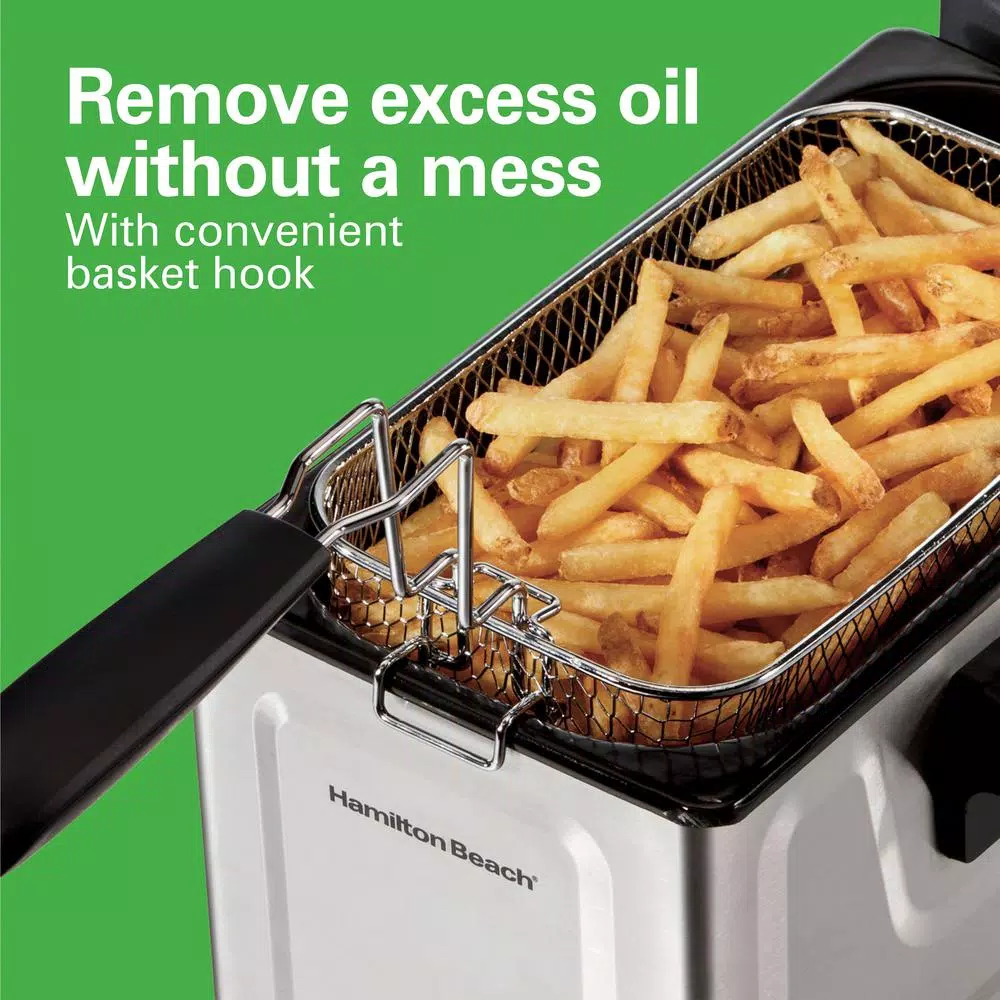 Hamilton Beach 2 Qt. Stainless Steel Deep Fryer with Adjustable Thermostat, 1500W