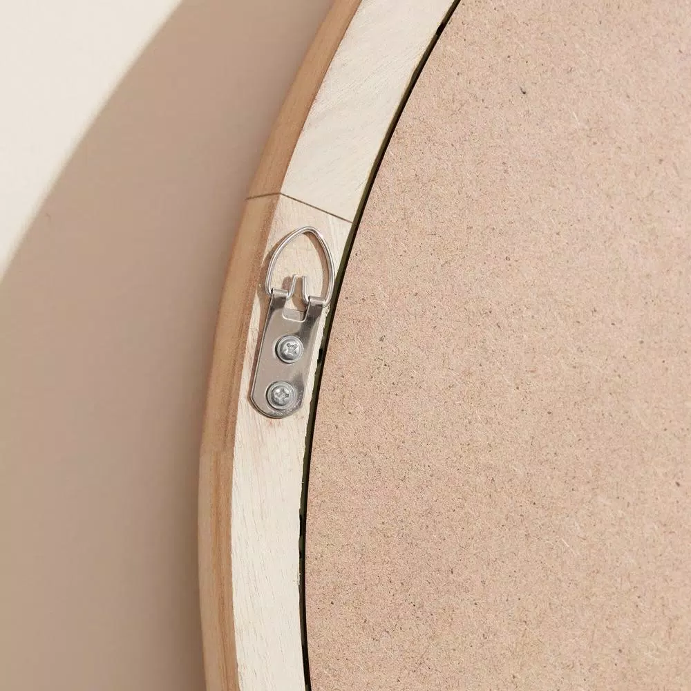 Home Decorators Collection Round Natural Wood Accent Mirror, Brown, 24 in.