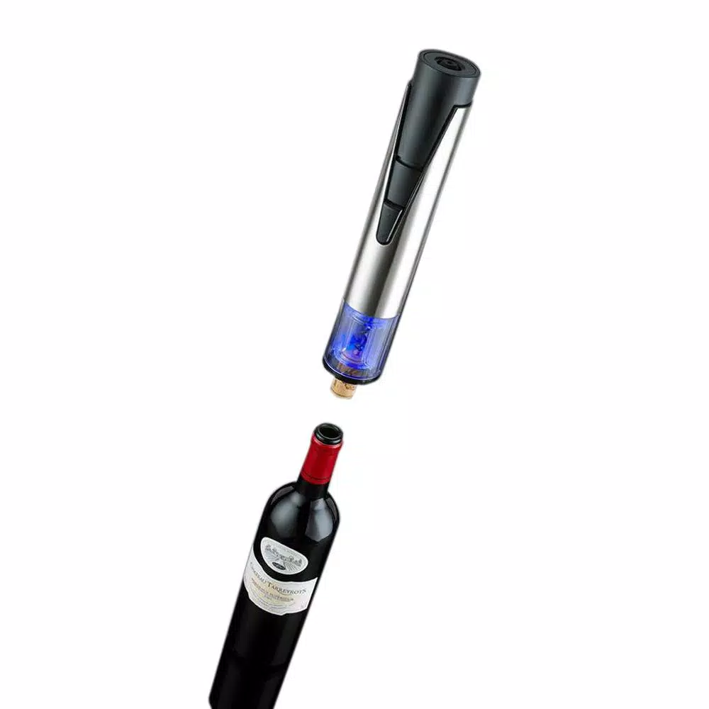 Wine Enthusiast Electric Blue 1 Wine Opener and Preserver Set with Rechargeable Stand