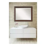 Amanti Art Cyprus 32.75 in. W x 26.75 in. H Walnut Wood Framed Beveled Edge Rectangular Bathroom Mirror thumbnail 1