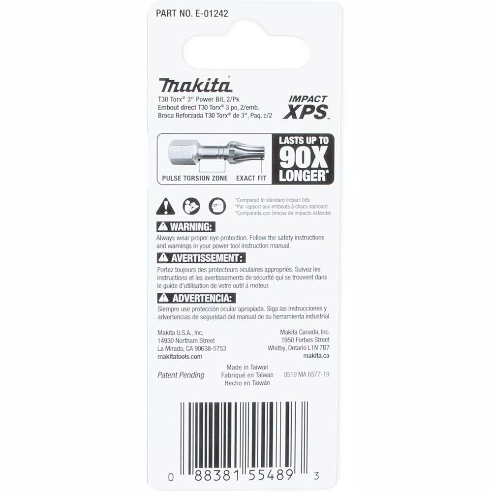 Makita Impact XPS T30 Torx 3 in. Power Bits, 2-Pack