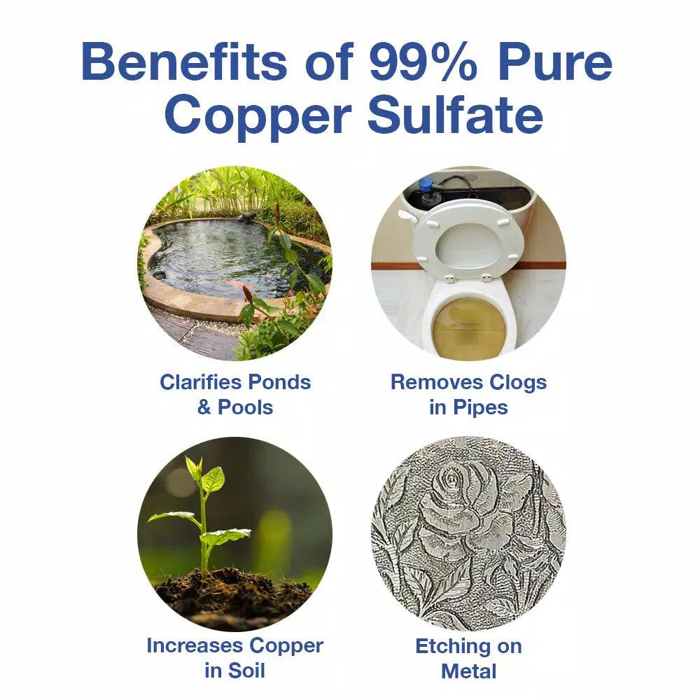 Eco Clean 99.9% Pure Copper Sulfate Pentahydrate Crystals - Blue Vitriol / Bluestone