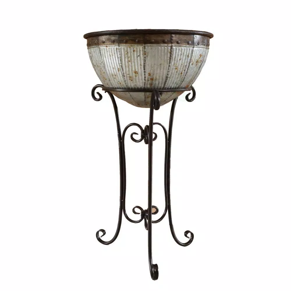 Vintiquewise Galvanized Metal Standing Beverage Cooler Tub with Leak-Proof Liner