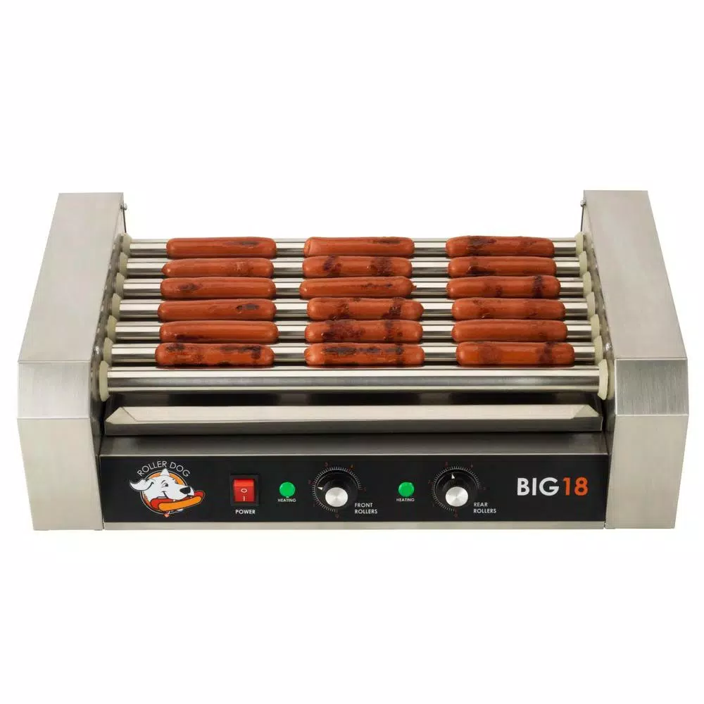 Funtime 187 sq. in. Stainless Steel Hot Dog Roller Grill, Dual Temperature Control