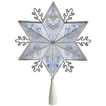 Northlight 10 in. Silver 8-Point Snowflake Christmas Tree Topper with Blue Lights thumbnail 1