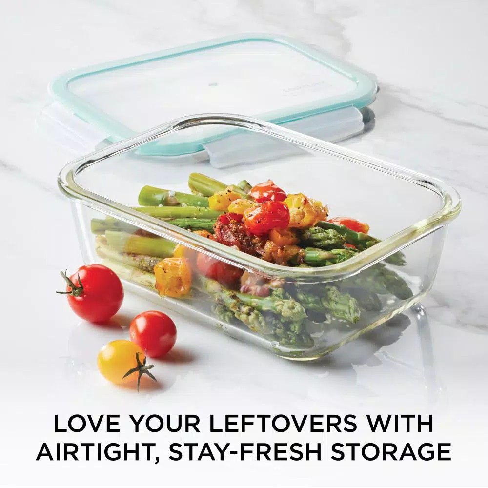 Lock & Lock Purely Better 34oz Borosilicate Glass Rectangular Food Storage Container with Airtight Lid