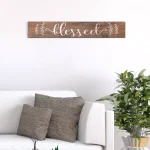 Pinnacle Blessed Rustic Wood Wall Art - 6 in. x 36 in. Farmhouse Style Wood Sign thumbnail 1