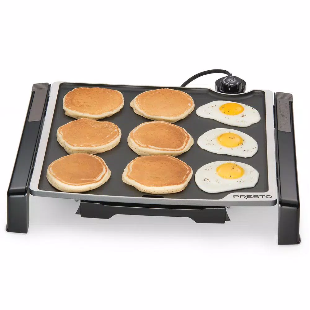 Presto Tilt and Fold 210 sq. in. Electric Griddle with Temperature Sensor, Black