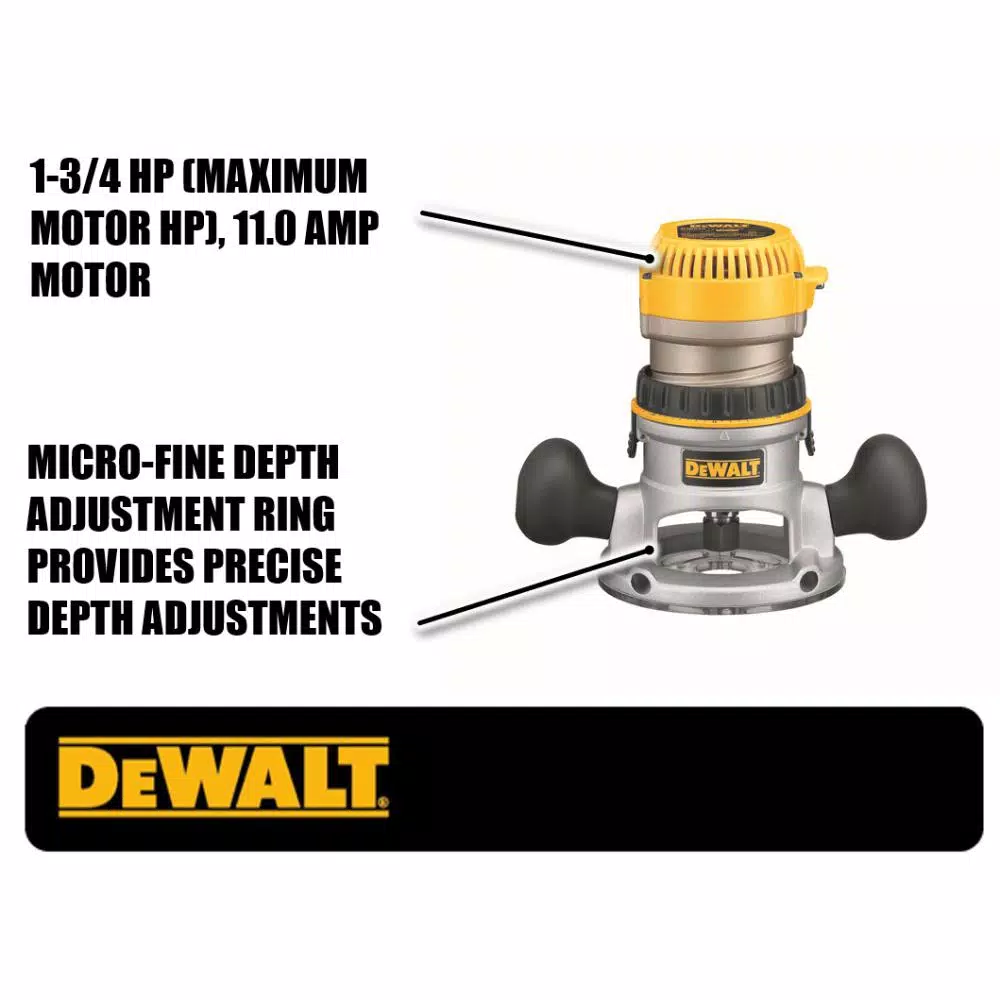 DEWALT 1.75 HP Fixed Base Router, 11-Amp Corded Power Tool