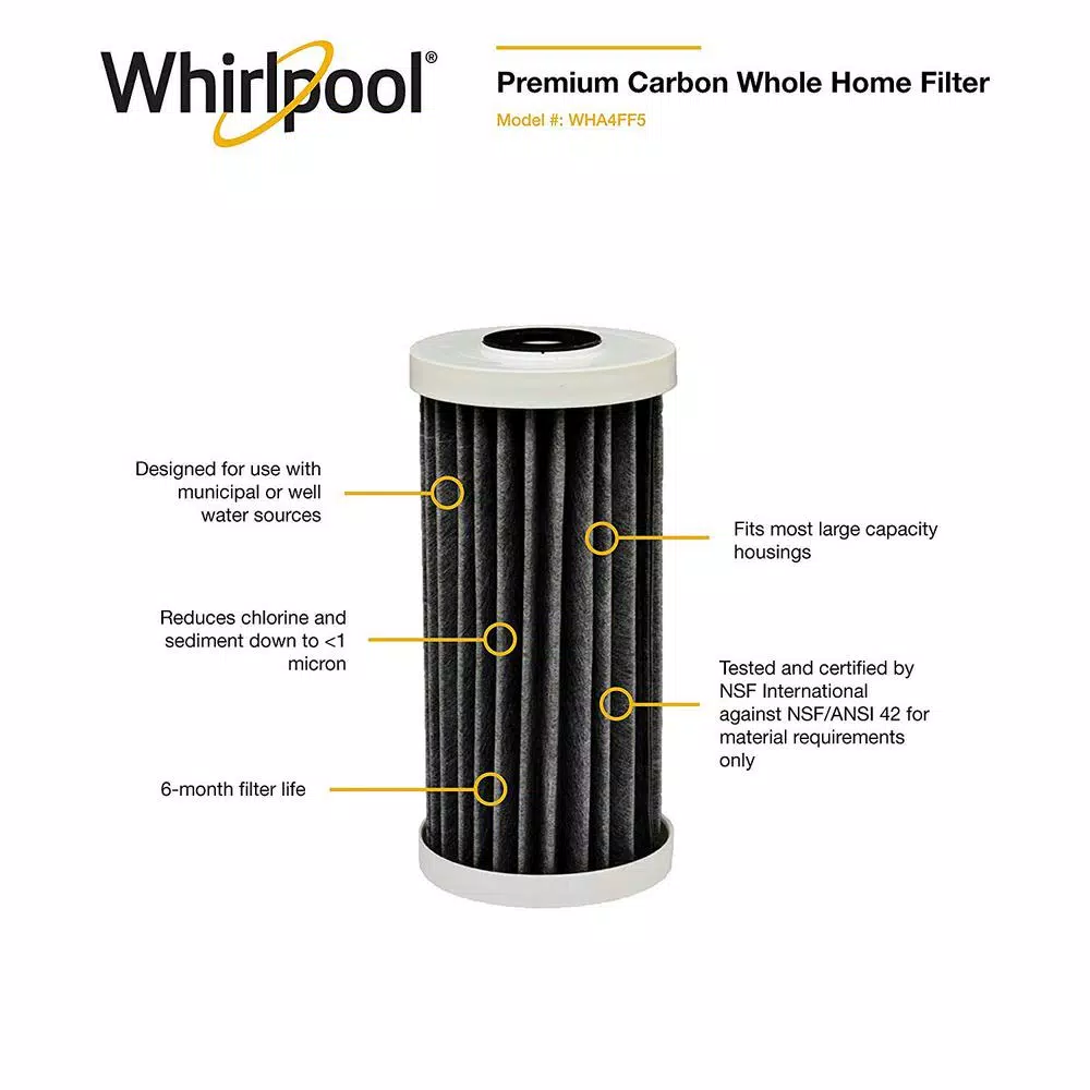 Whirlpool Premium Carbon Whole Home Water Filter WHA4FF5 - 1 Micron Replacement