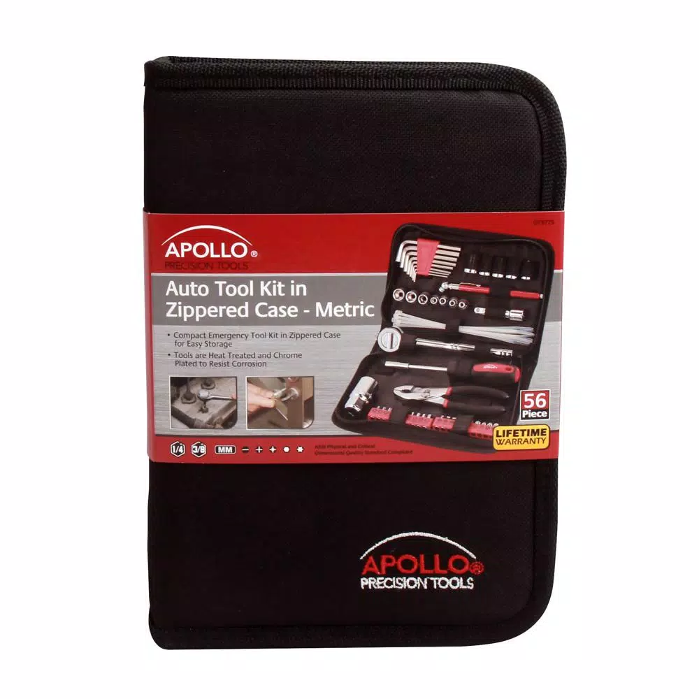 Apollo 56-Piece Metric Auto Tool Set with Zippered Storage Case