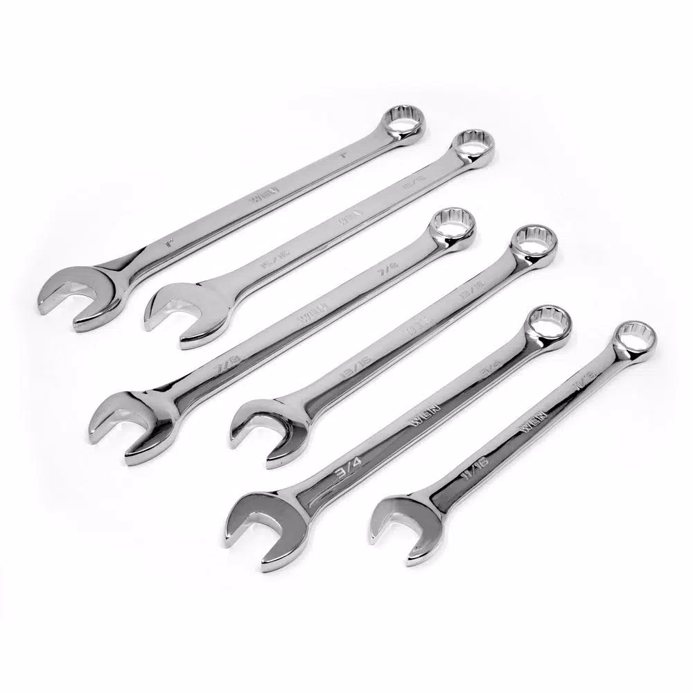 WEN 13-Piece SAE Combination Wrench Set with Storage Rack, Chrome Vanadium Steel