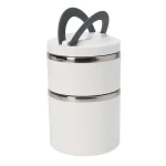 Kitchen Details White 2-Tier Round Twist Stainless Steel Insulated Lunch Box thumbnail 4
