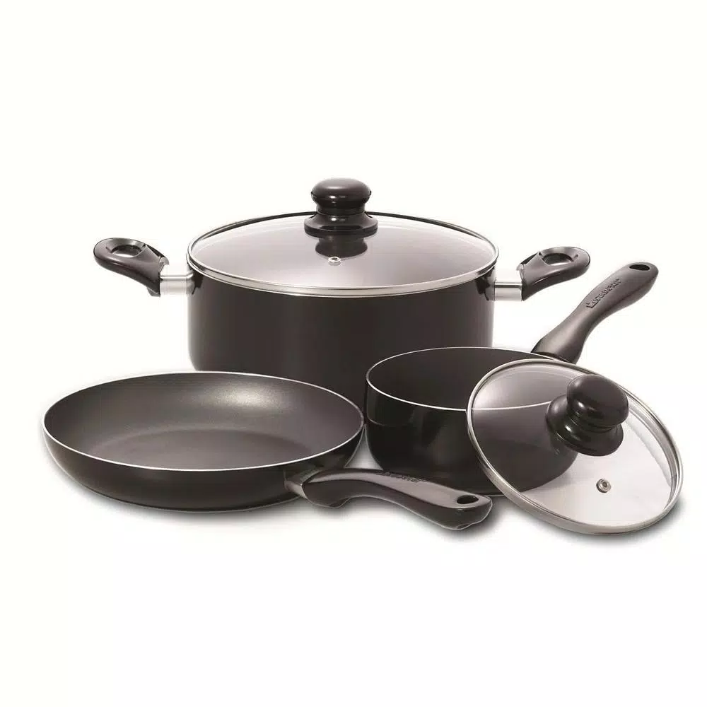 Starfrit Simplicity 5-Piece Aluminum Nonstick Cookware Set, Black