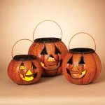 Gerson Assorted Metal Nested Jack-O-Lantern Luminaries, Set of 3, Orange thumbnail 2