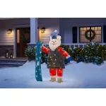 Home Accents Holiday Yuletide Lane 4 ft. LED Santa with Snowboard Yard Decoration thumbnail 2