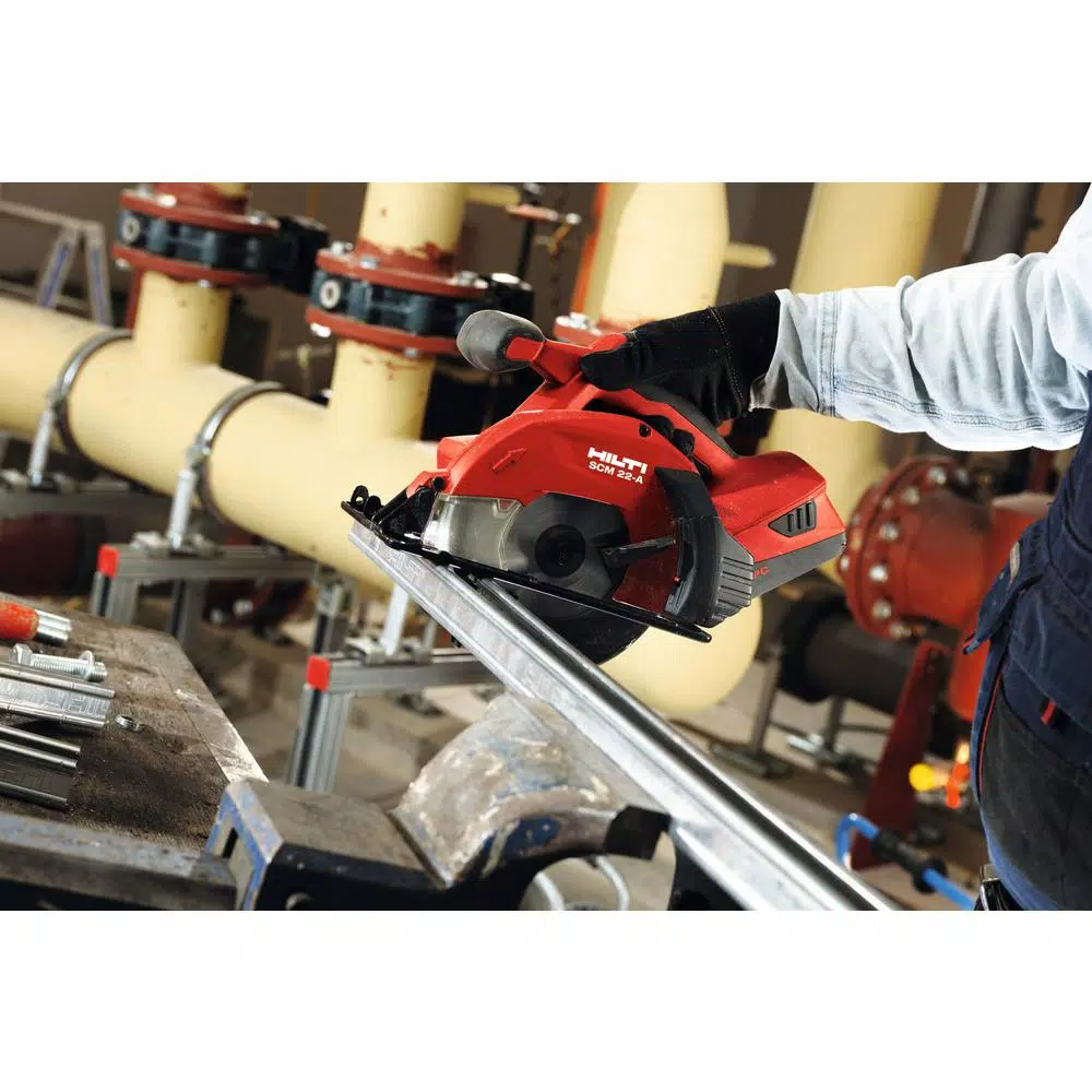 Hilti 22V Cordless Metal Cutting Circular Saw Kit with Two 8.0 Ah Batteries, Charger, and Bag