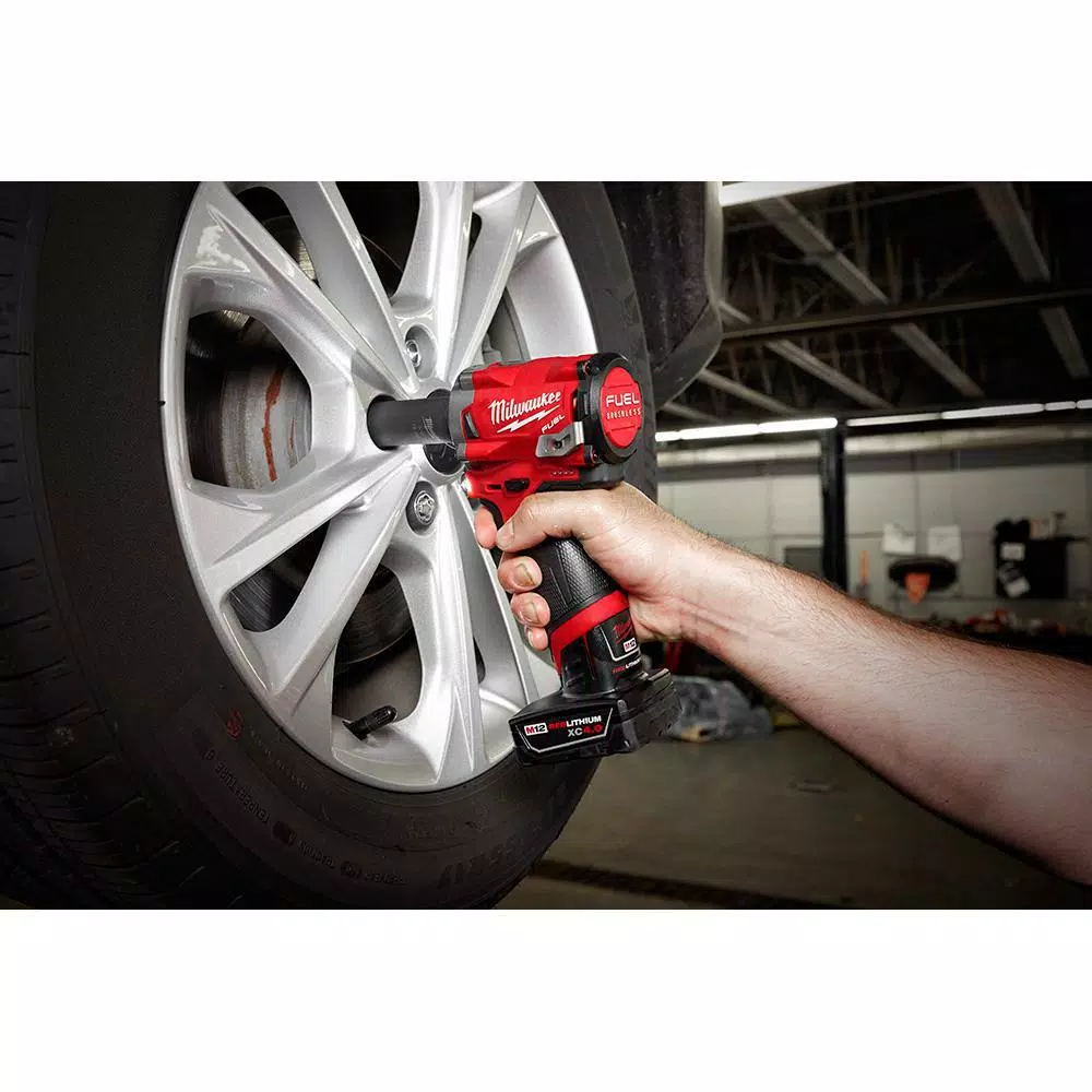 Milwaukee M12 FUEL 12V Cordless 3/8 in. Ratchet and 1/2 in. Stubby Impact Wrench Combo Kit with (2) 3.0 Ah Batteries