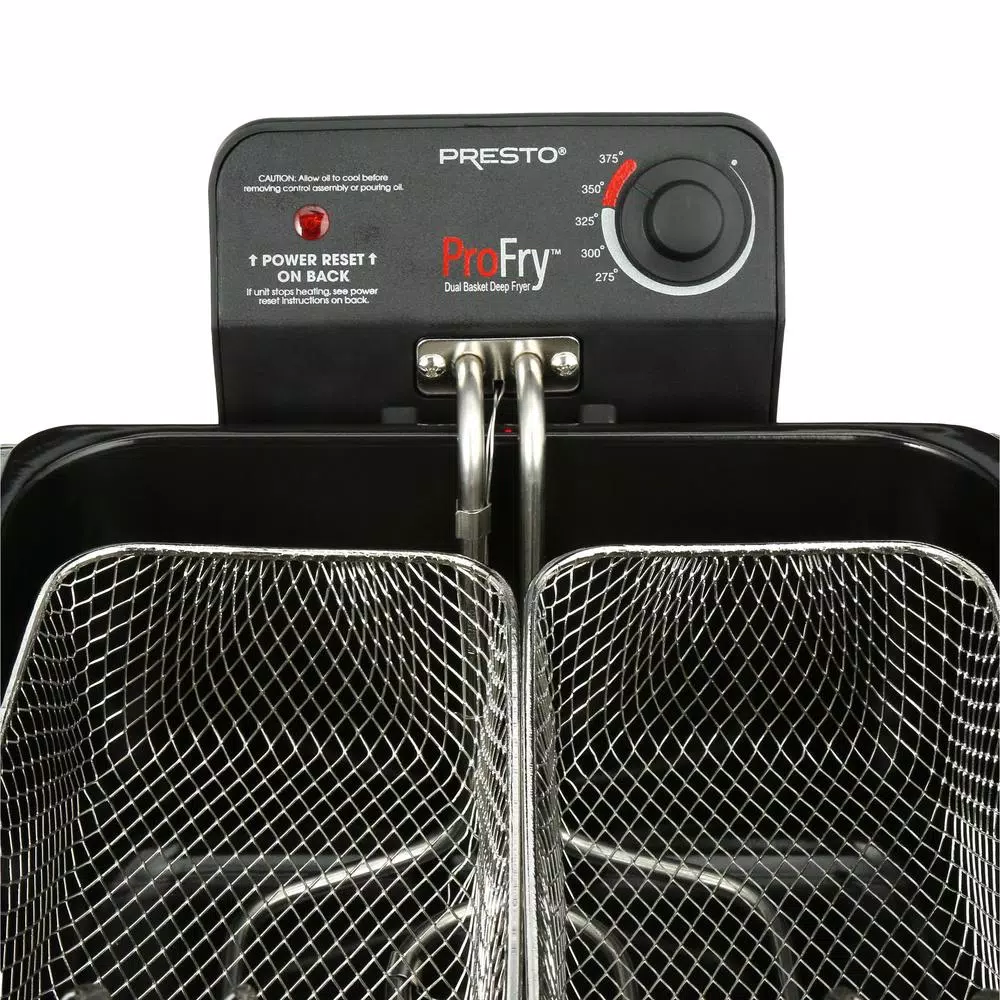 Presto ProFry 12-Cup Deep Fryer, 1800W Electric Immersion Element with 2 Oblong Baskets