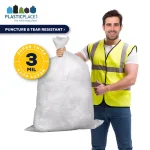 Plasticplace 3.0 mil Clear Contractor Trash Bags, 55-60 Gal, 38 in. x 58 in., 50-Case Pack thumbnail 3
