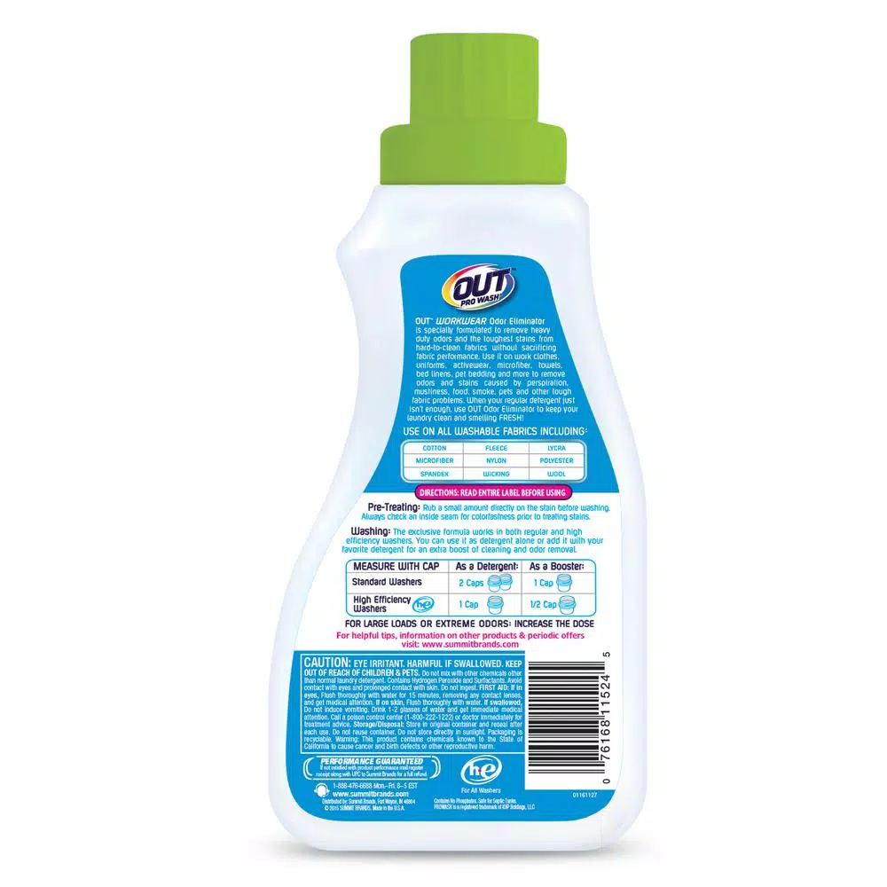 SUMMIT BRANDS OUT ProWash Workwear Odor Eliminator Liquid Laundry Detergent, 22 oz.