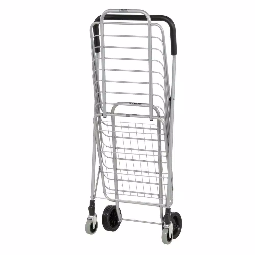 Polder Superlight Shopping Cart, Lightweight Aluminum Grocery & Utility Cart with 360° Swivel Wheels