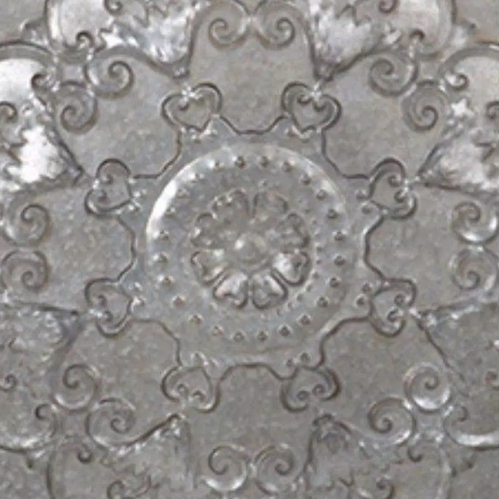 Benjara Ravello Square Gray Wood and Iron Decorative Tray with Floral Detail