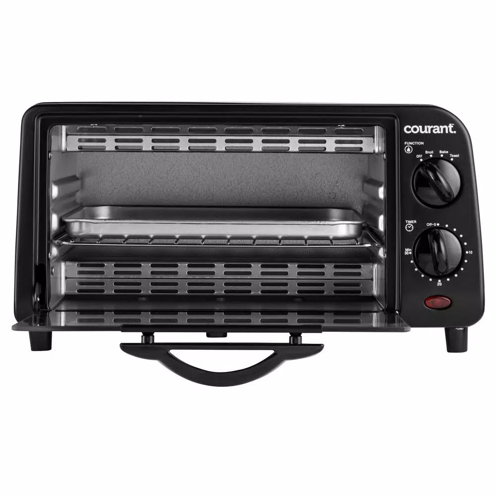 Courant 4-Slice Countertop Toaster Oven with Bake and Broil Functions, Black