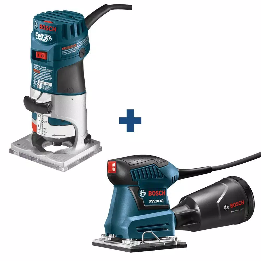 Bosch Corded Variable Speed Palm Router and Orbital Sander Combo Kit