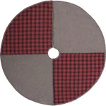 VHC Brands 48 in. Andes Charcoal Grey and Red Buffalo Check Rustic Cotton Christmas Tree Skirt thumbnail 1