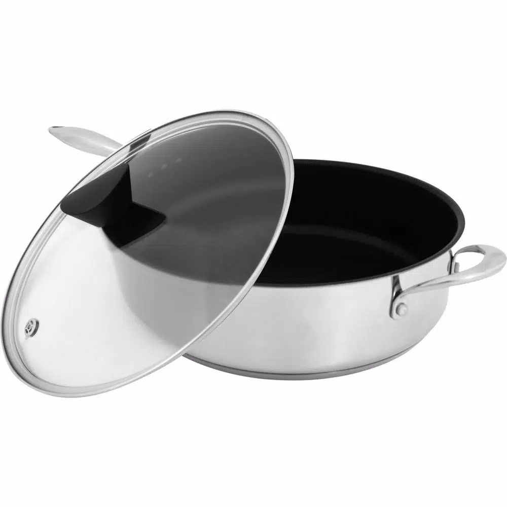 Hampton Bay Ozeri Earth Pan ETERNA 5.3 qt. Stainless Steel Nonstick Sauce Pan with Glass Lid