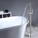 Vanity Art 40 in. Freestanding Single-Handle Claw Foot Tub Faucet with Hand Shower, Brushed Nickel thumbnail 2