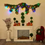 Nearly Natural 9 ft. Artificial Icicle Christmas Garland with 50 Multi-Color LED Lights, Berries and Pine Cones thumbnail 5