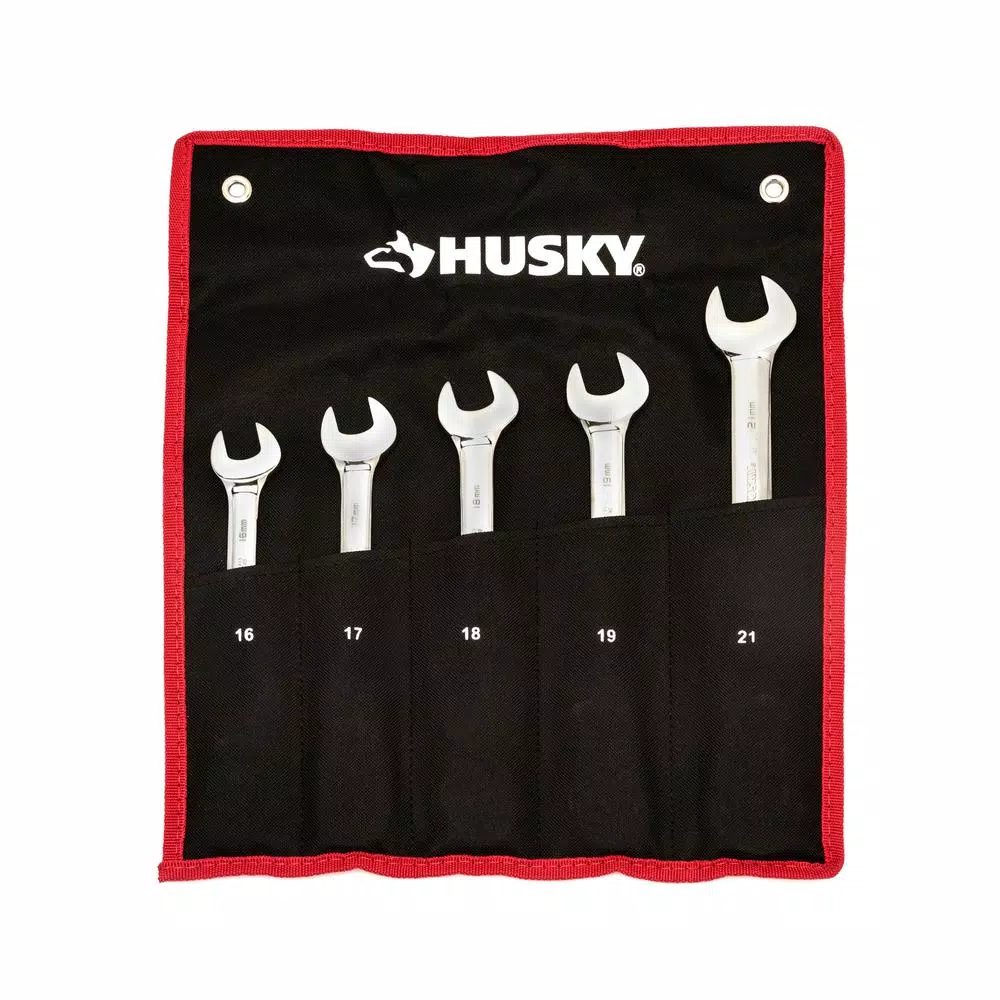 Husky 5-Piece Metric Reversible Ratcheting Wrench Set, Large Sizes