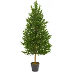 Nearly Natural 4.5 ft. Artificial Olive Cone Topiary Tree - UV-Resistant Indoor/Outdoor Greenery thumbnail 1