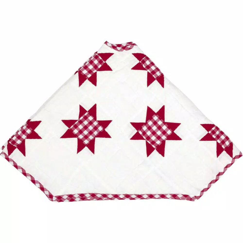 VHC Brands Emmie 48 in. Red Patchwork Christmas Tree Skirt - Hand-Quilted Cotton