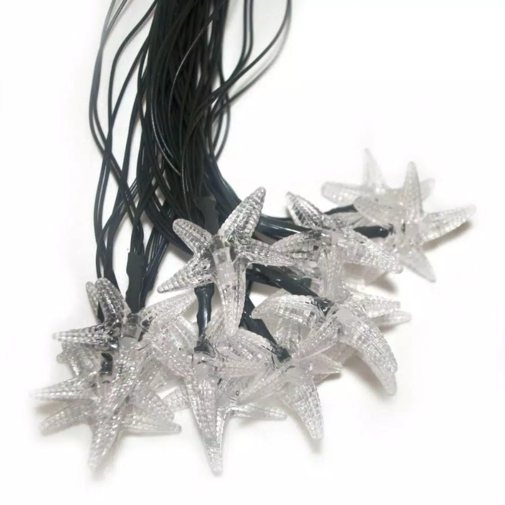 ALEKO 30-Light LED White Starfish Solar Powered String Lights, 2-Pack