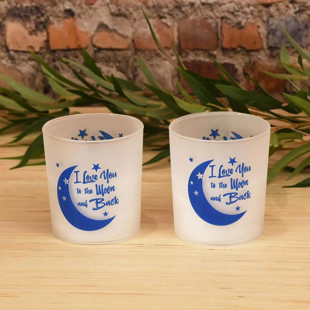 LUMABASE I Love You to the Moon and Back LED Battery Operated Candles - Set of 2