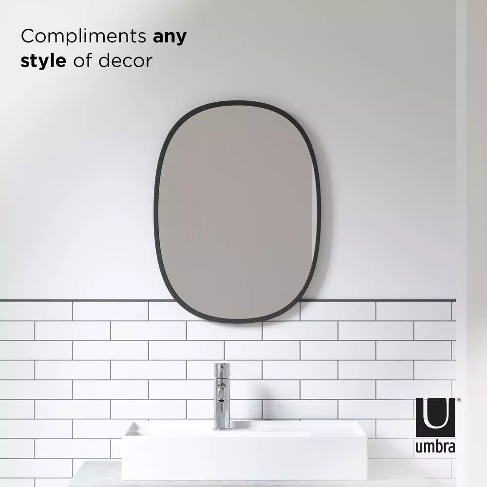 Umbra Hub 24 x 18 in. Oval Modern Framed Wall Mirror - Black