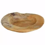 Benjara 15.8 in. Round Brown Wooden Serving Bowl - Modern Decorative Teak Style Bowl thumbnail 1