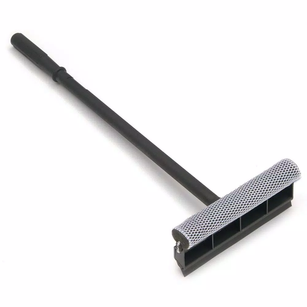 Harper 8 in. Window Squeegee with 20 in. Handle and Foam Scrubber for Glass, Tile, and Mirrors