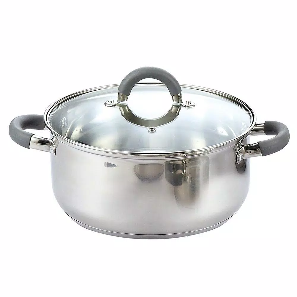 Cook N Home 12-Piece Stainless Steel Cookware Set with Tempered Glass Lids