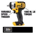 DEWALT 20V MAX Cordless 1/2 in. Impact Wrench Kit with Detent Pin (Tool-Only) thumbnail 2